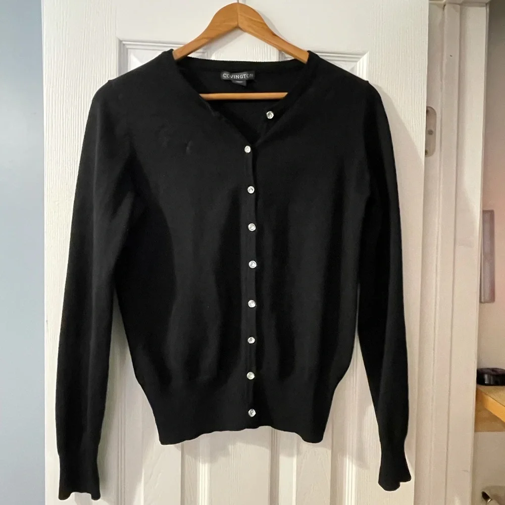 Womens long sleeve cardigan fancy buttons black size small - Picture 1 of 5